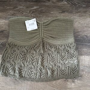 American Eagle Outfitters Olive Green Strapless Top